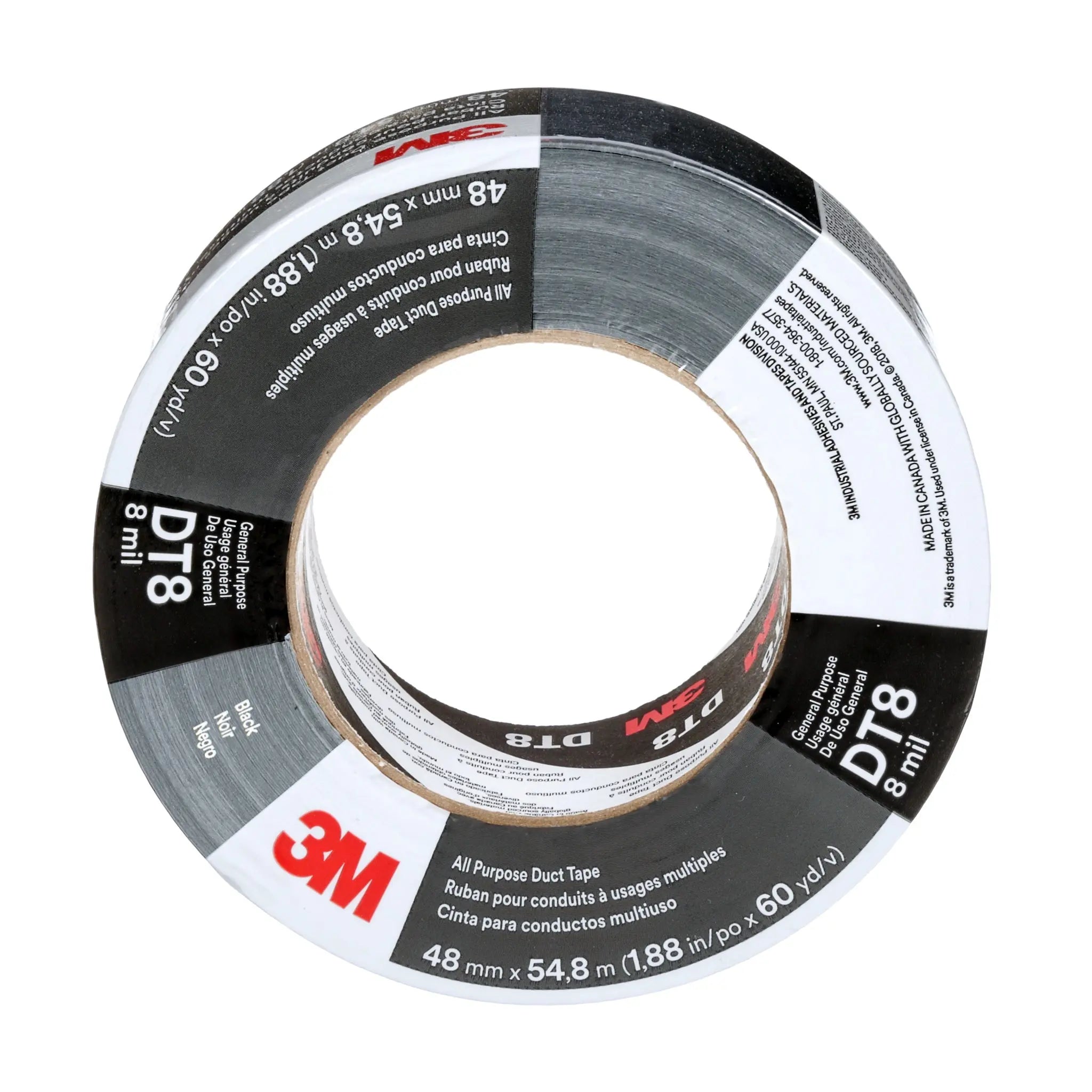 3M All Purpose Duct Tape DT8 Silver 48 mm x 54.8 m 8 mil, 1 Roll 