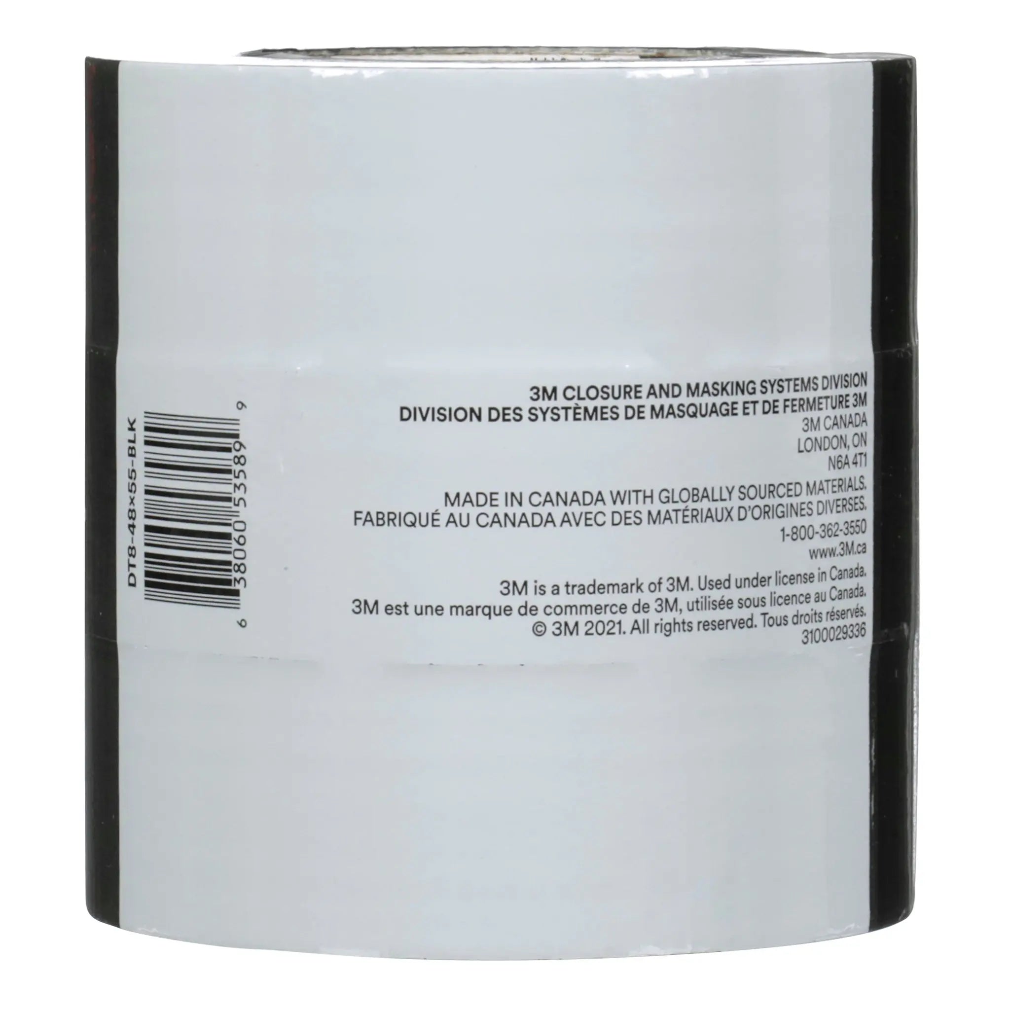 3M All Purpose Duct Tape DT8 Black 48 mm x 54.8 m 8 mil (3 Roll/Pack), 1 Roll 