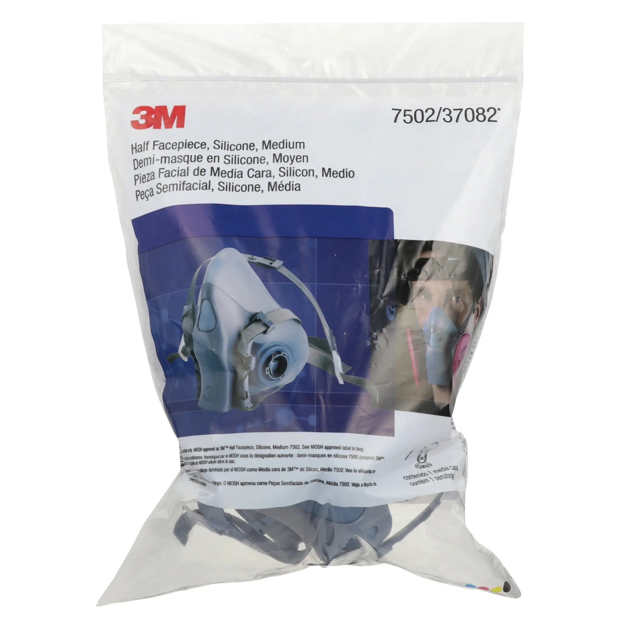 3M 7500 Series Half Face Reusable Respirator, Blue, in a Pack