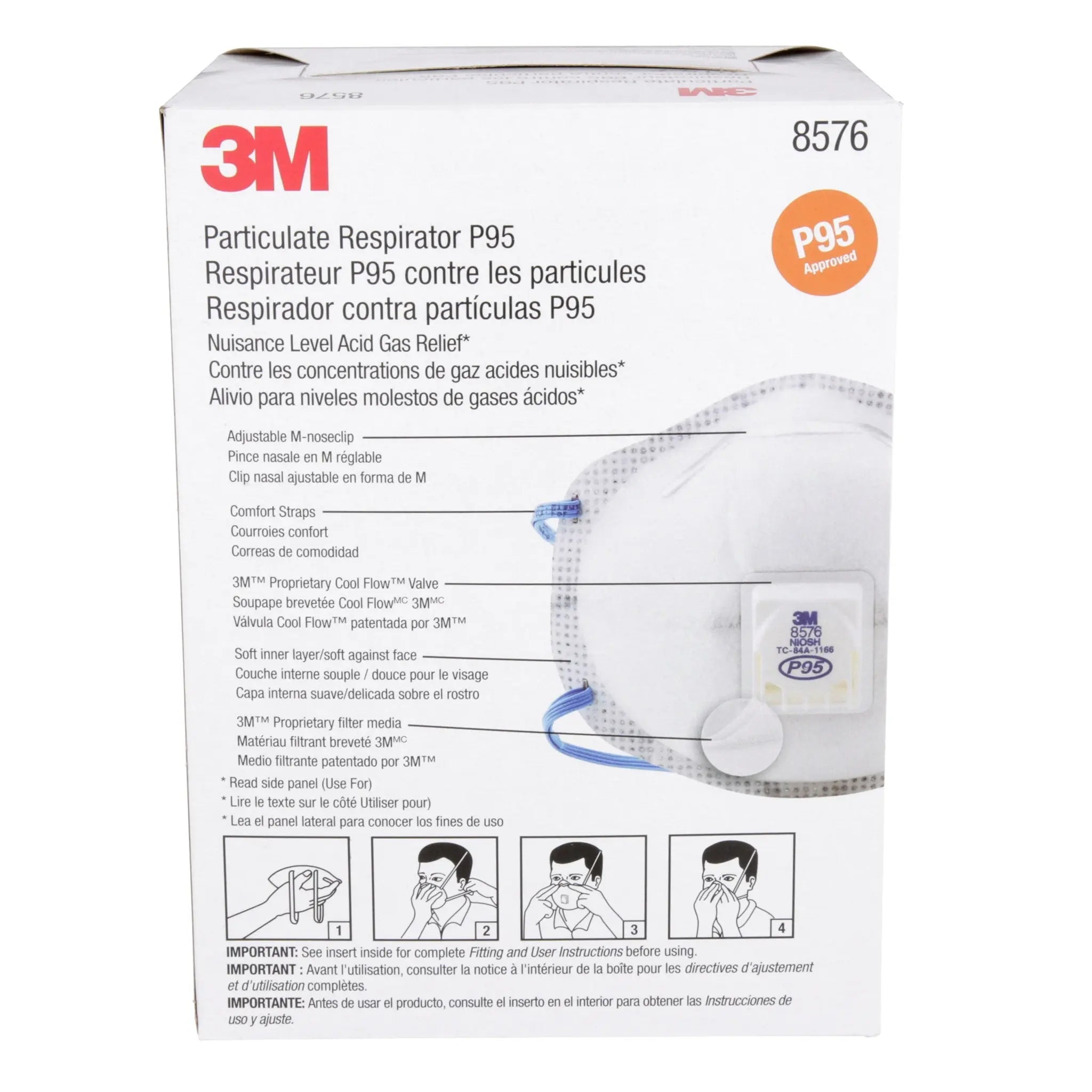 3M 8576 P95 Respirator with Nuisance Level Acid Gas Relief