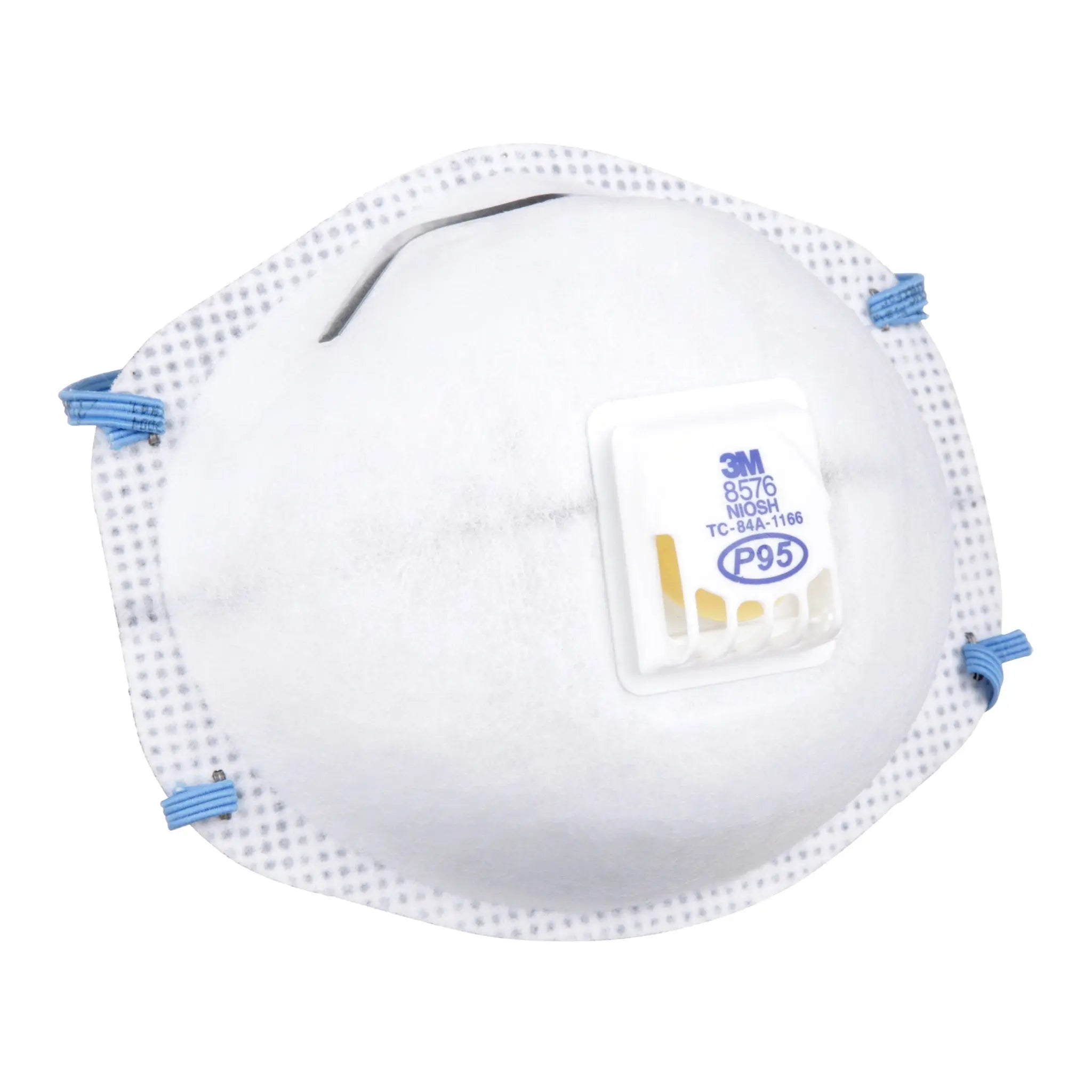 3M 8576 P95 Particulate Respirator with Nuisance Level Acid Gas Relief, White, Standard, Box of 10, Case of 8 Boxes 