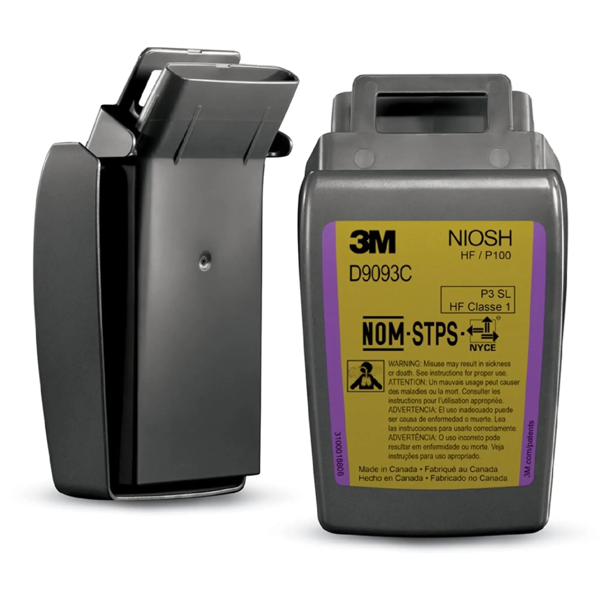 3M D9093C Secure Click Hard Case P100 Particulate Filter, Hydrogen Fluoride & Nuisance Level OV/AG Relief, Case Of 60 