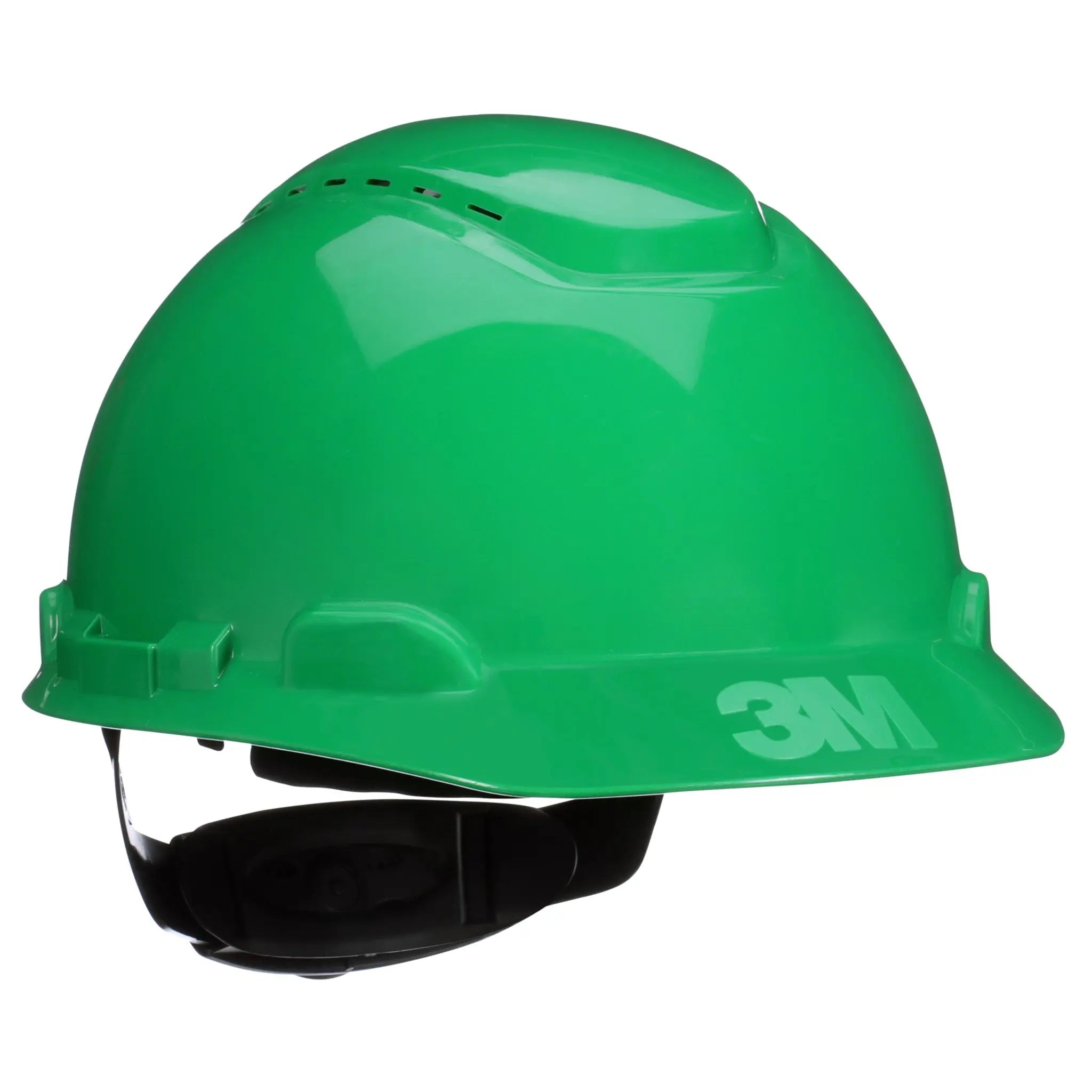 3M SecureFit Hard Hat H-704SFV-UV, Green, Vented, 4-Point Pressure Diffusion Ratchet Suspension, with UVicator, 20 ea/Case 