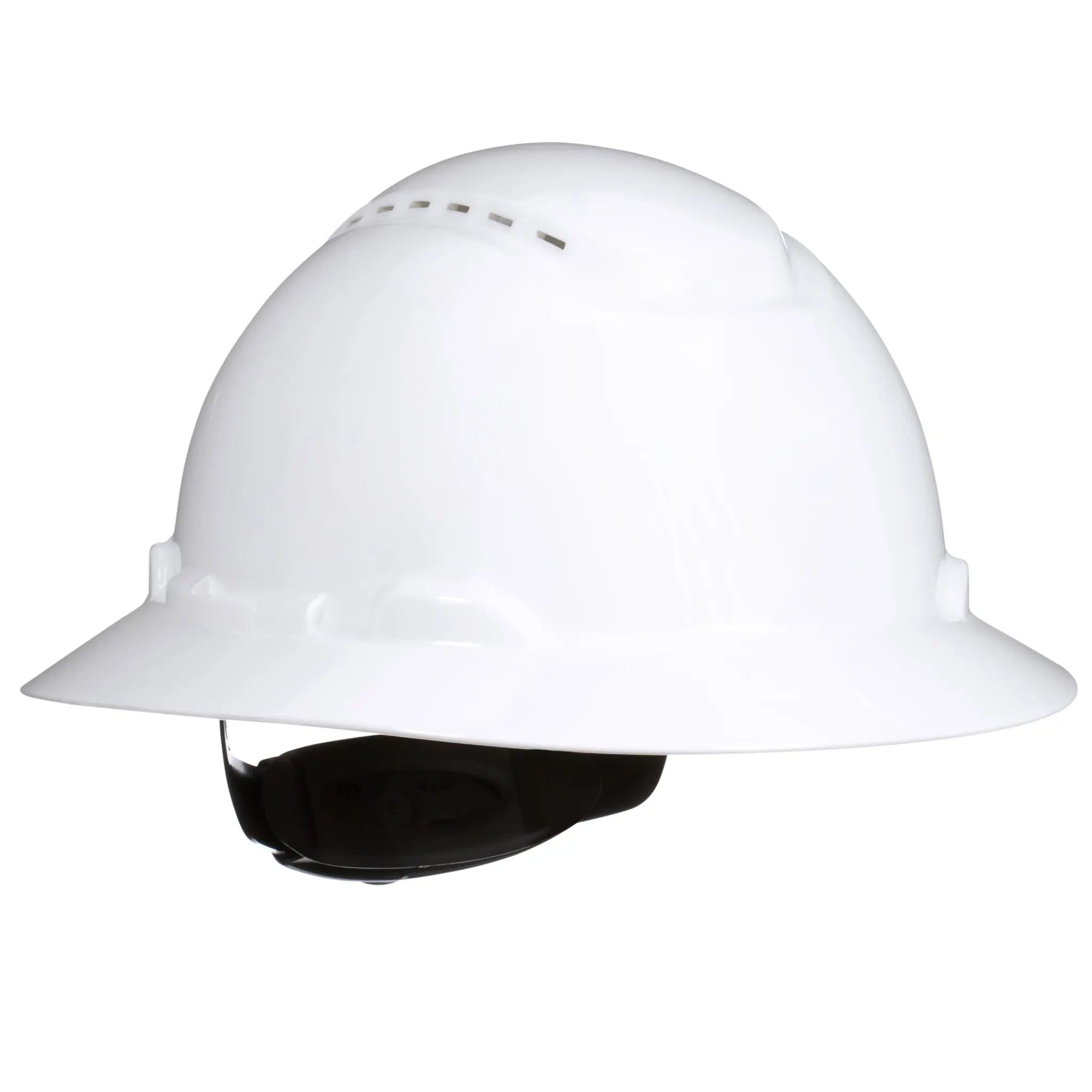 3M SecureFit Full Brim Hard Hat H-801SFR-UV, White, 4-Point Pressure Diffusion Ratchet Suspension, with UVicator, Right Side View
