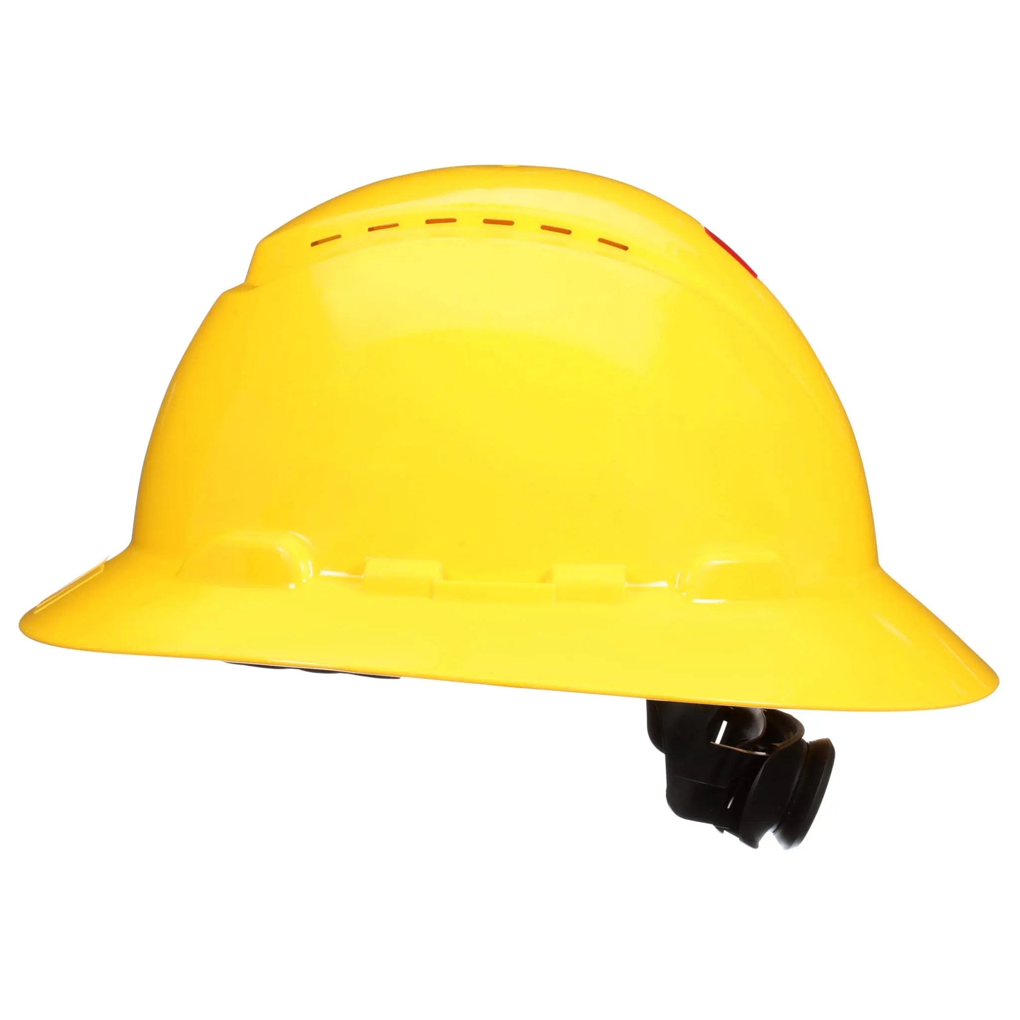 3M SecureFit Full Brim Hard Hat H-802SFV-UV, Yellow, Vented, 4-Pt Pressure Diffusion Ratchet Suspension, with UVicator, 20 ea/CS 