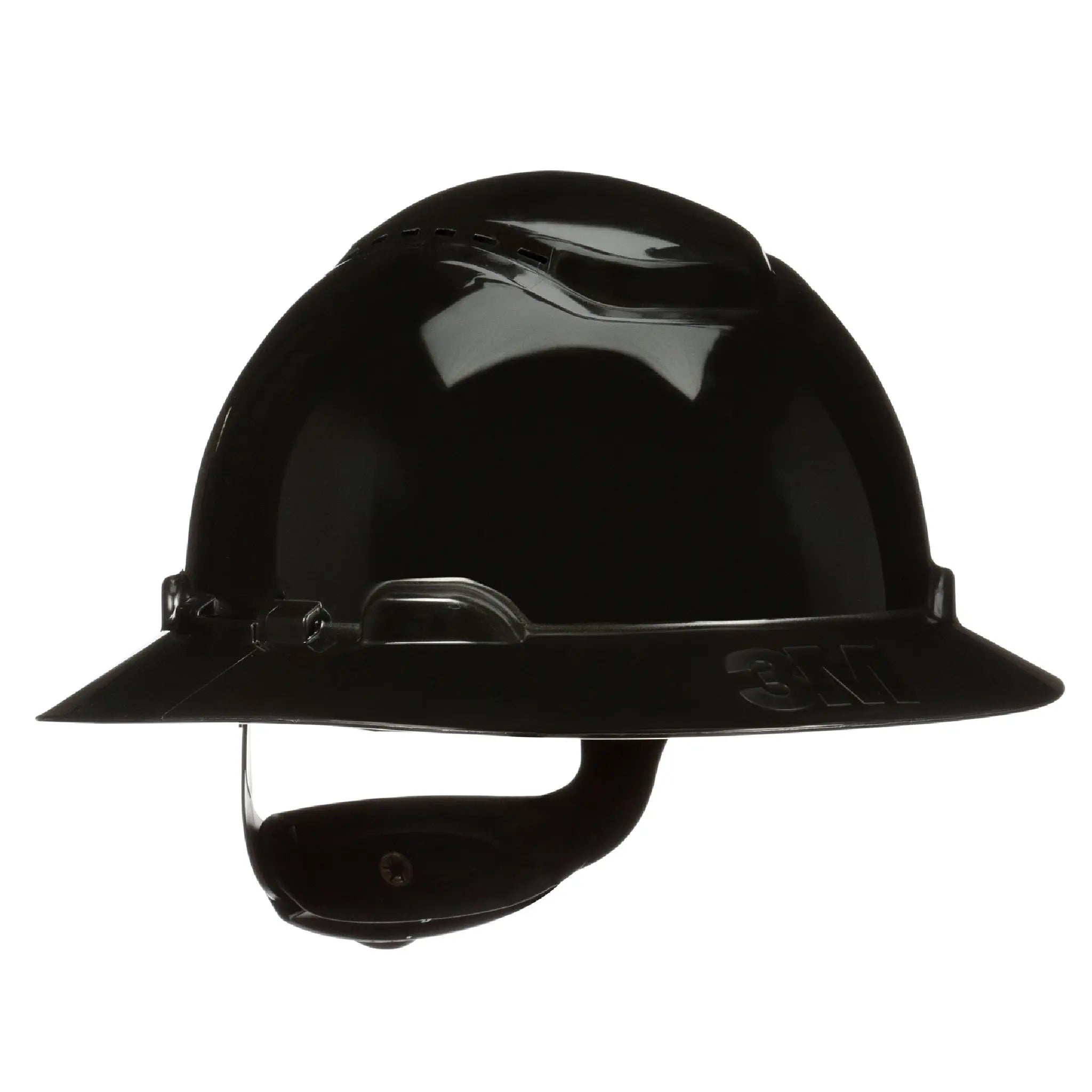 3M SecureFit Full Brim Hard Hat H-812SFV-UV, Black, Vented, 4-Point Pressure Diffusion Ratchet Suspension with UVicator, 20ea/CS 