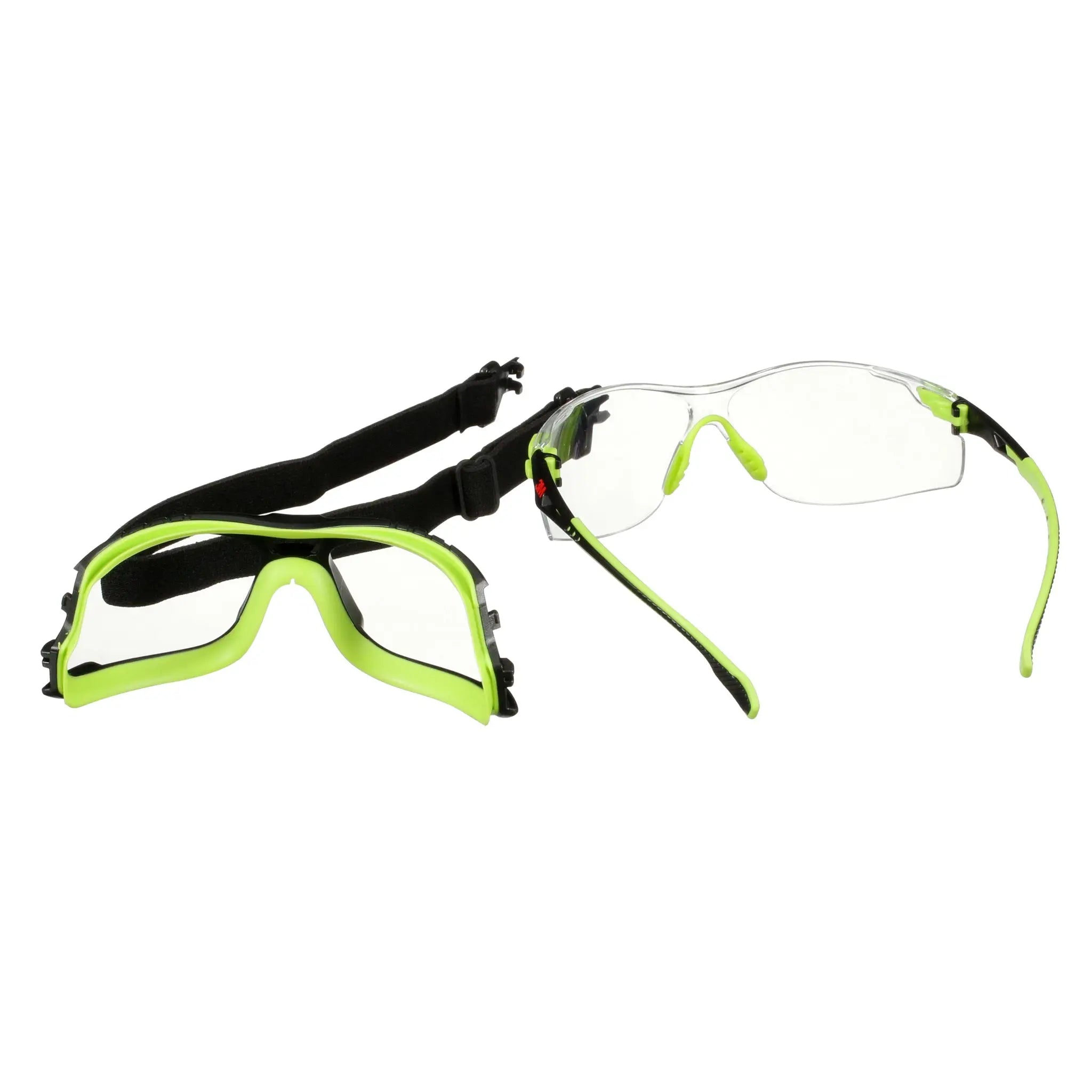 3M Solus 1000 Series S1201SGAF-TKT, Grn/Blk, Scotchgard Anti-Fog Coating, Clear AF-AS Lens, TPE/Strap, 20 ea/Case 