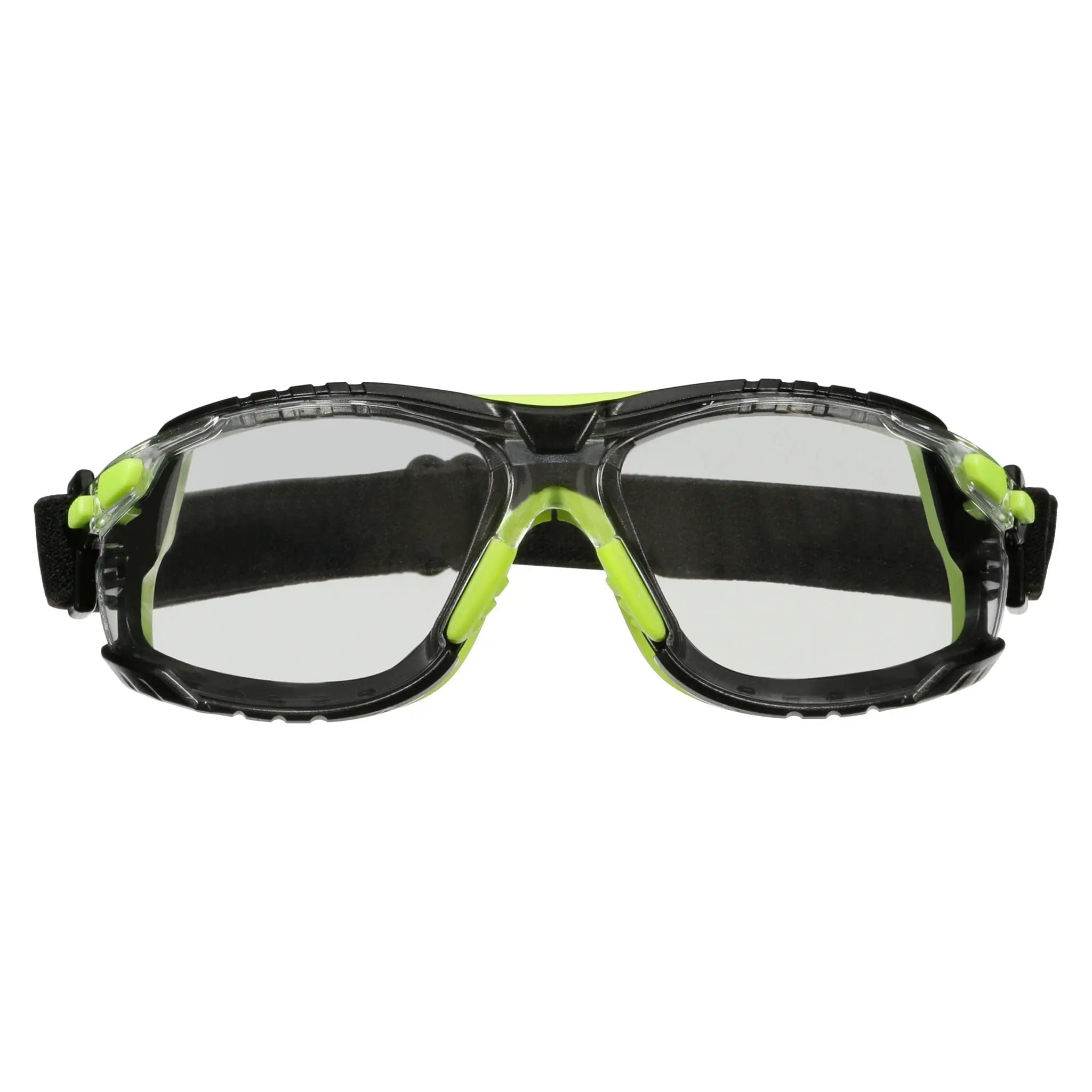3M Solus 1000 Series S1201SGAF-TSKT, Grn/Blk, Scotchgard Anti-Fog Coating, Clear AF-AS lens, TPE/Strap only, 20 ea/Case 