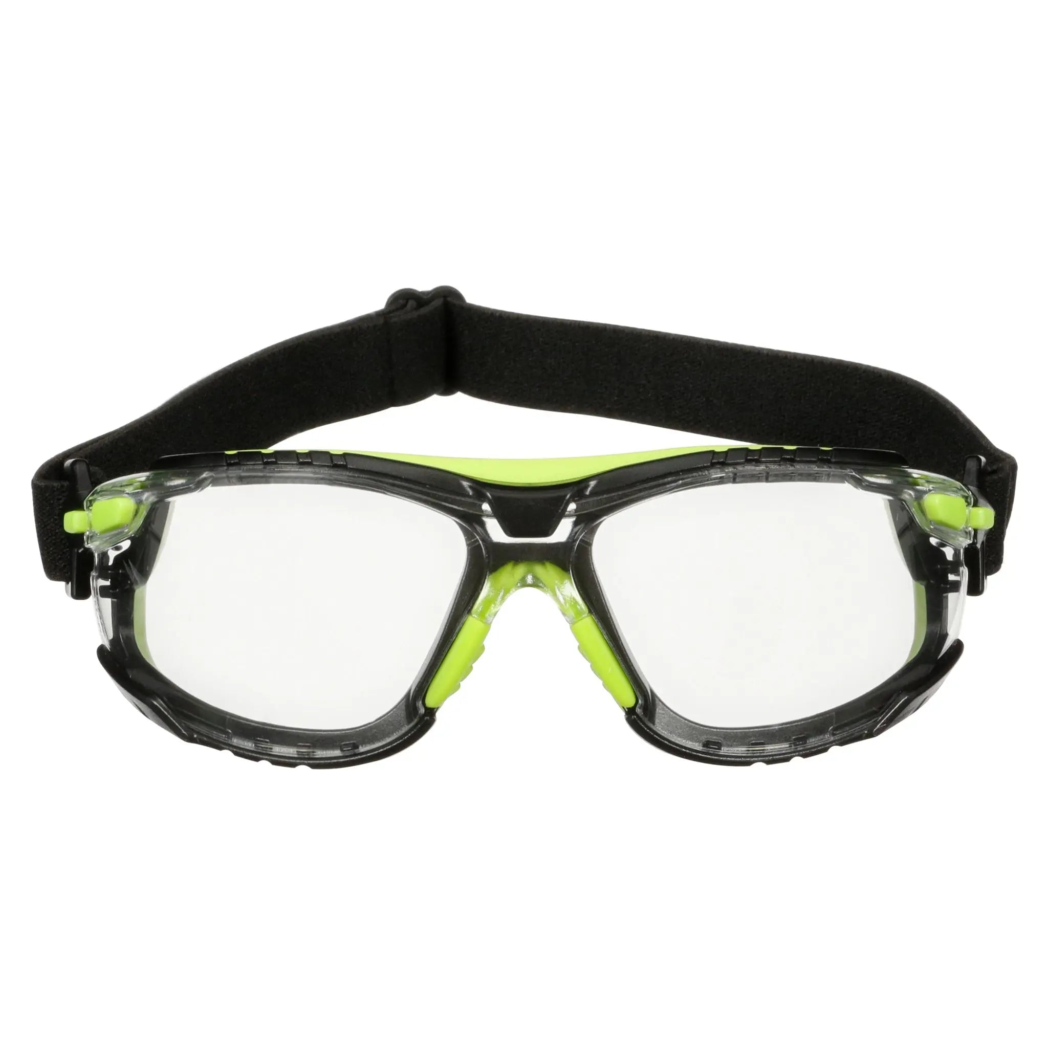 3M Solus 1000 Series S1201SGAF-TSKT, Grn/Blk, Scotchgard Anti-Fog Coating, Clear AF-AS lens, TPE/Strap only, 20 ea/Case 