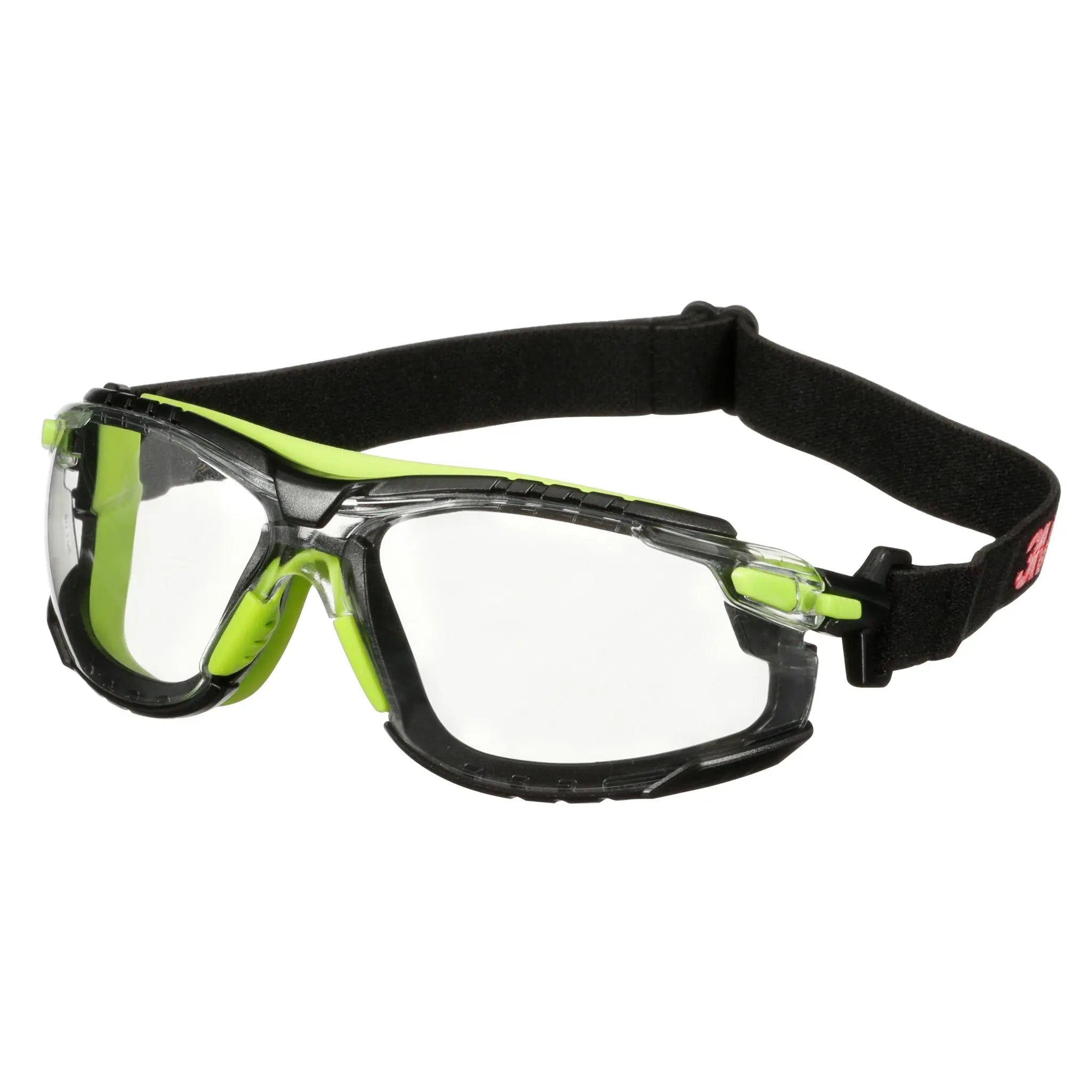 3M Solus 1000 Series S1201SGAF-TSKT, Grn/Blk, Scotchgard Anti-Fog Coating, Clear AF-AS lens, TPE/Strap only, 20 ea/Case 