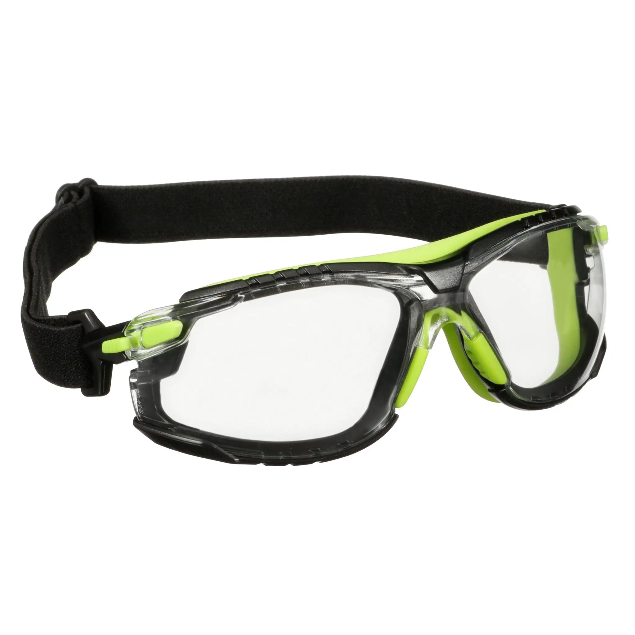 3M Solus 1000 Series S1201SGAF-TSKT, Grn/Blk, Scotchgard Anti-Fog Coating, Clear AF-AS lens, TPE/Strap only, 20 ea/Case 