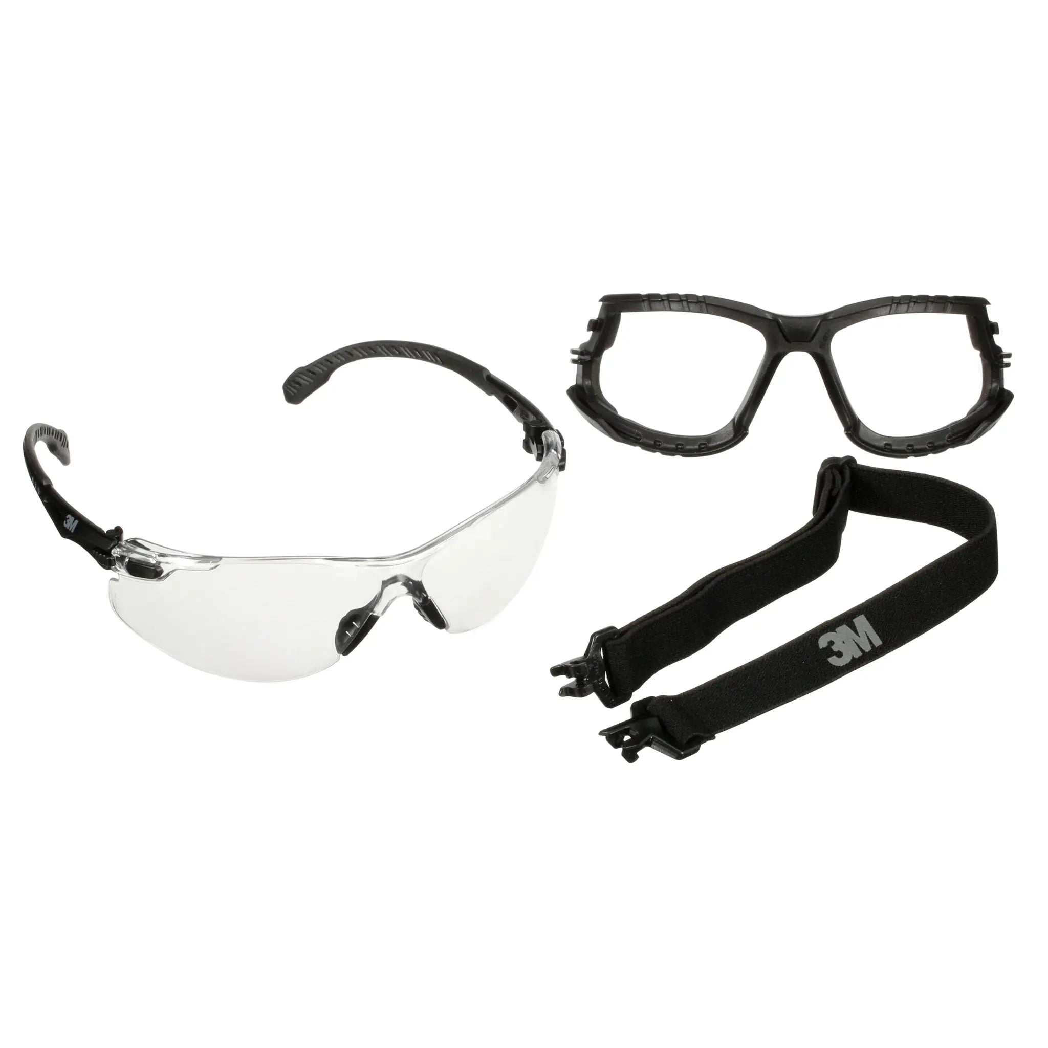 3M Solus 1000 Series S1501SGAF-KT, Blk Temples, Scotchgard Anti-Fog Coating, Clear AF-AS lens, Foam/Strap, 20 ea/Case 