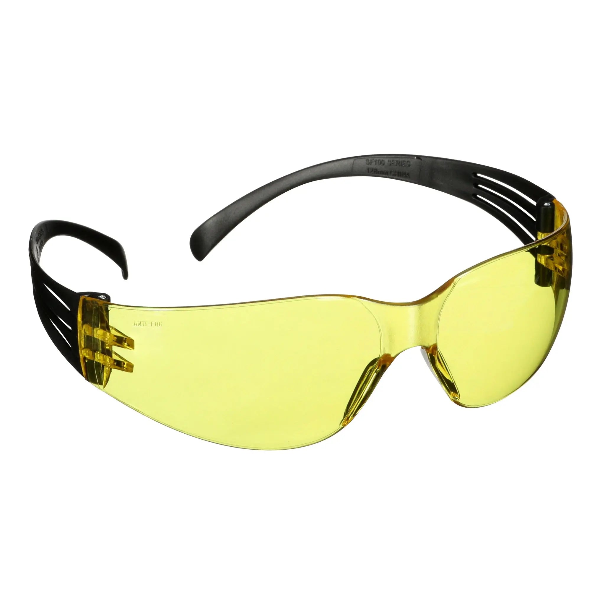 3M SecureFit 100 Series SF103AF-BLK, Black Temples, Amber Anti-Fog/Anti-Scratch Lens, 20 ea/Case 