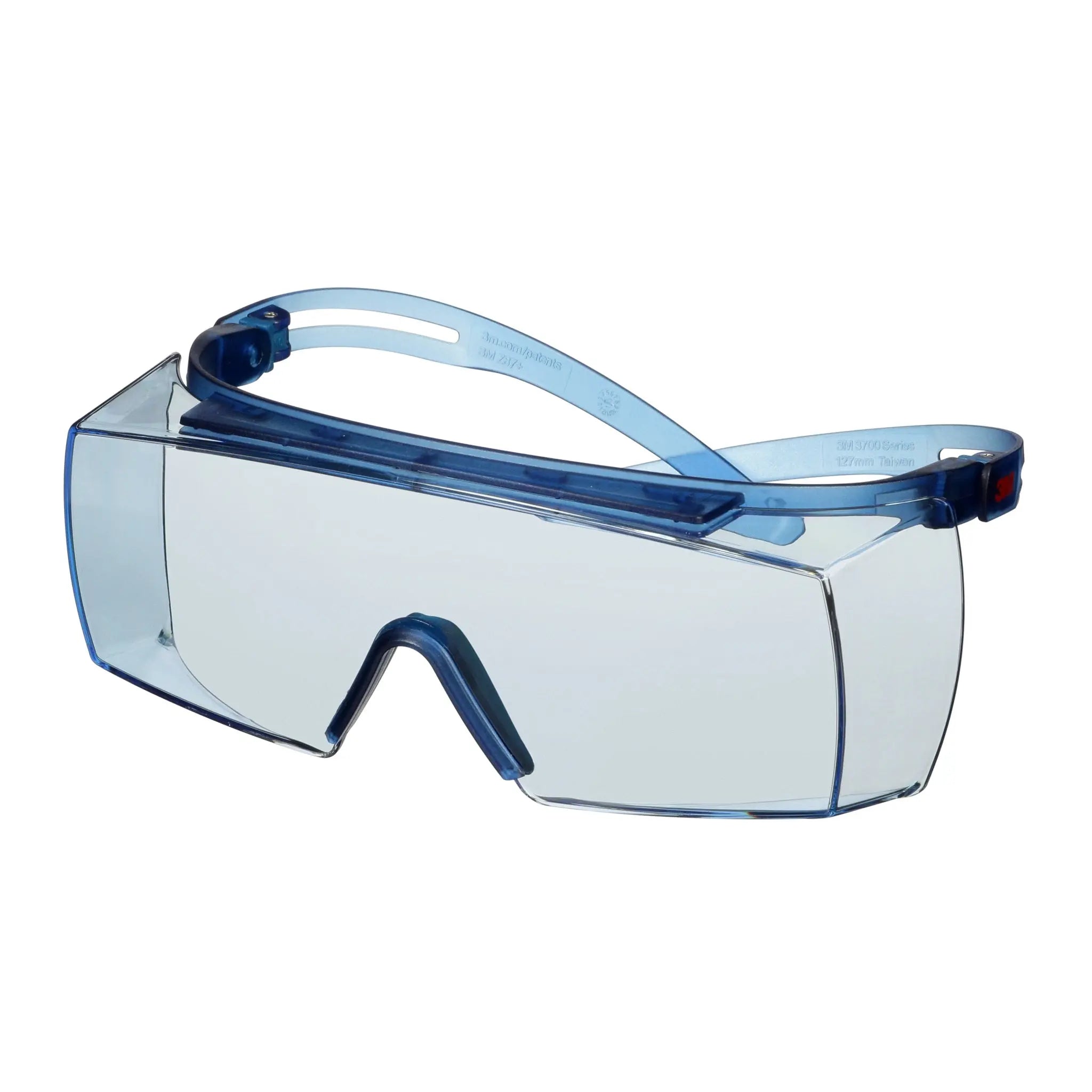 3M SecureFit 3700 Series, SF3704SGAF-BLU, Blue Temples, Scotchgard Anti-Fog Coating, Light Blue OTG AF-AS lens 10 ea-Case 