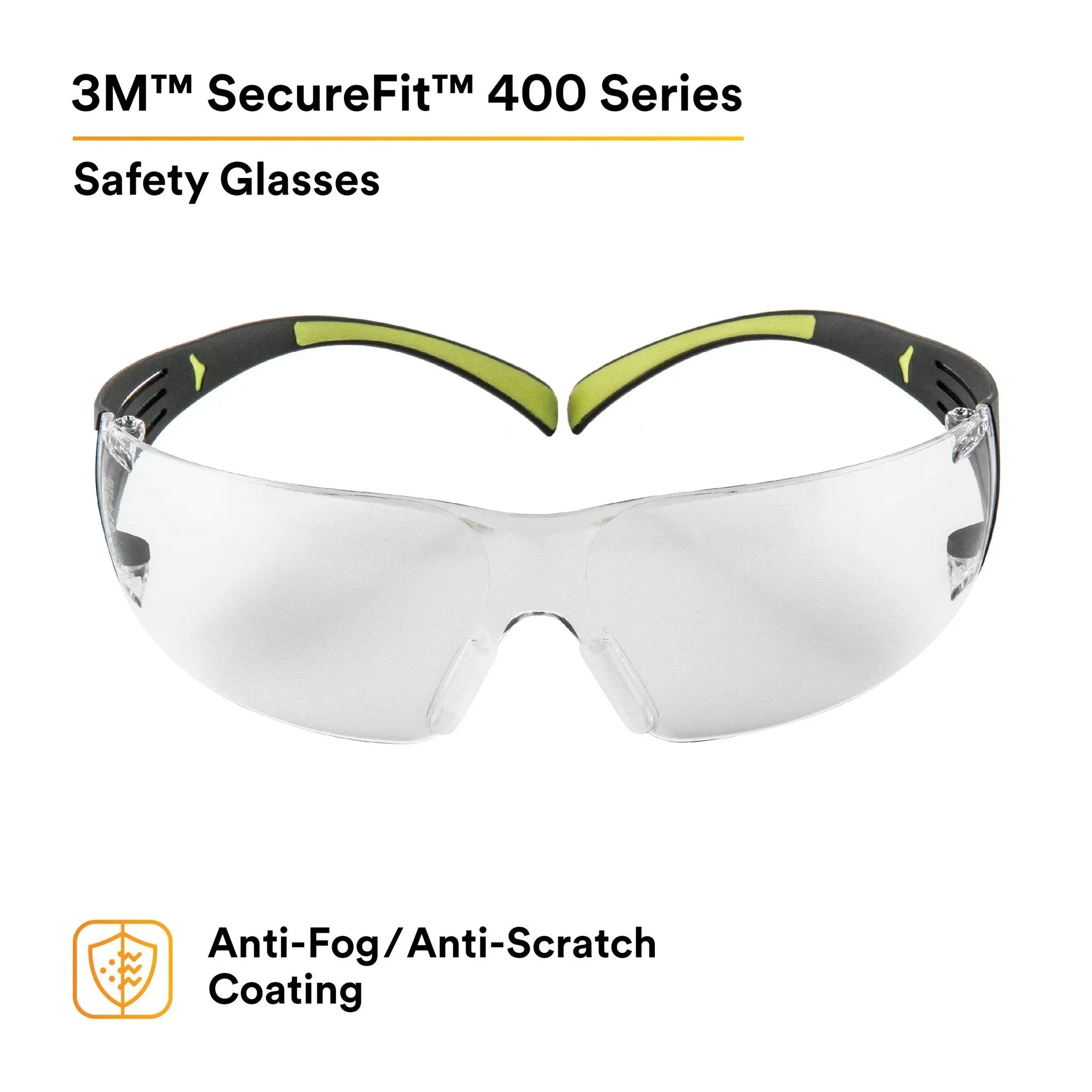 3M SecureFit SF401AF Protective Eyewear, Clear Anti-Fog Lens, Case of 20