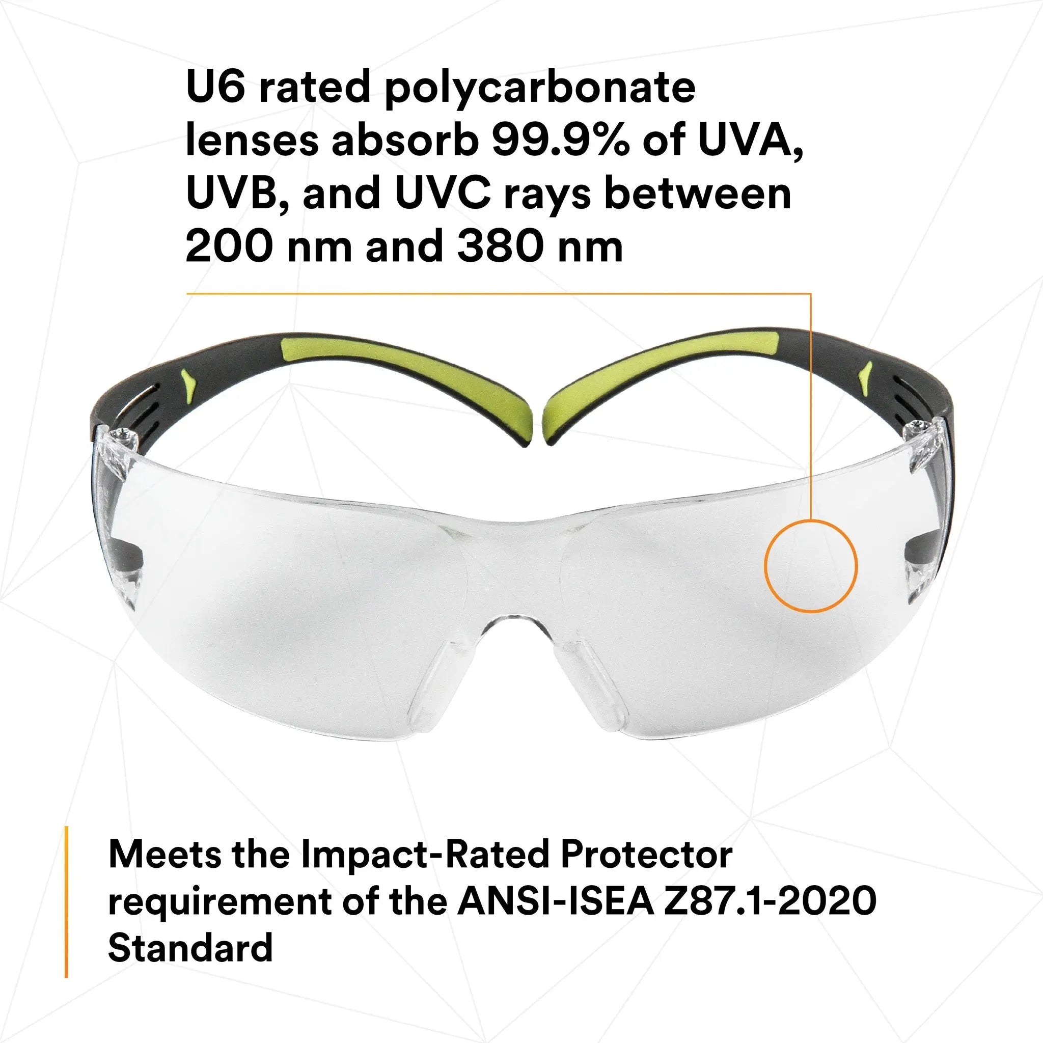 3M SecureFit SF401AF Protective Eyewear, Clear Anti-Fog Lens, Case of 20, U6 rated