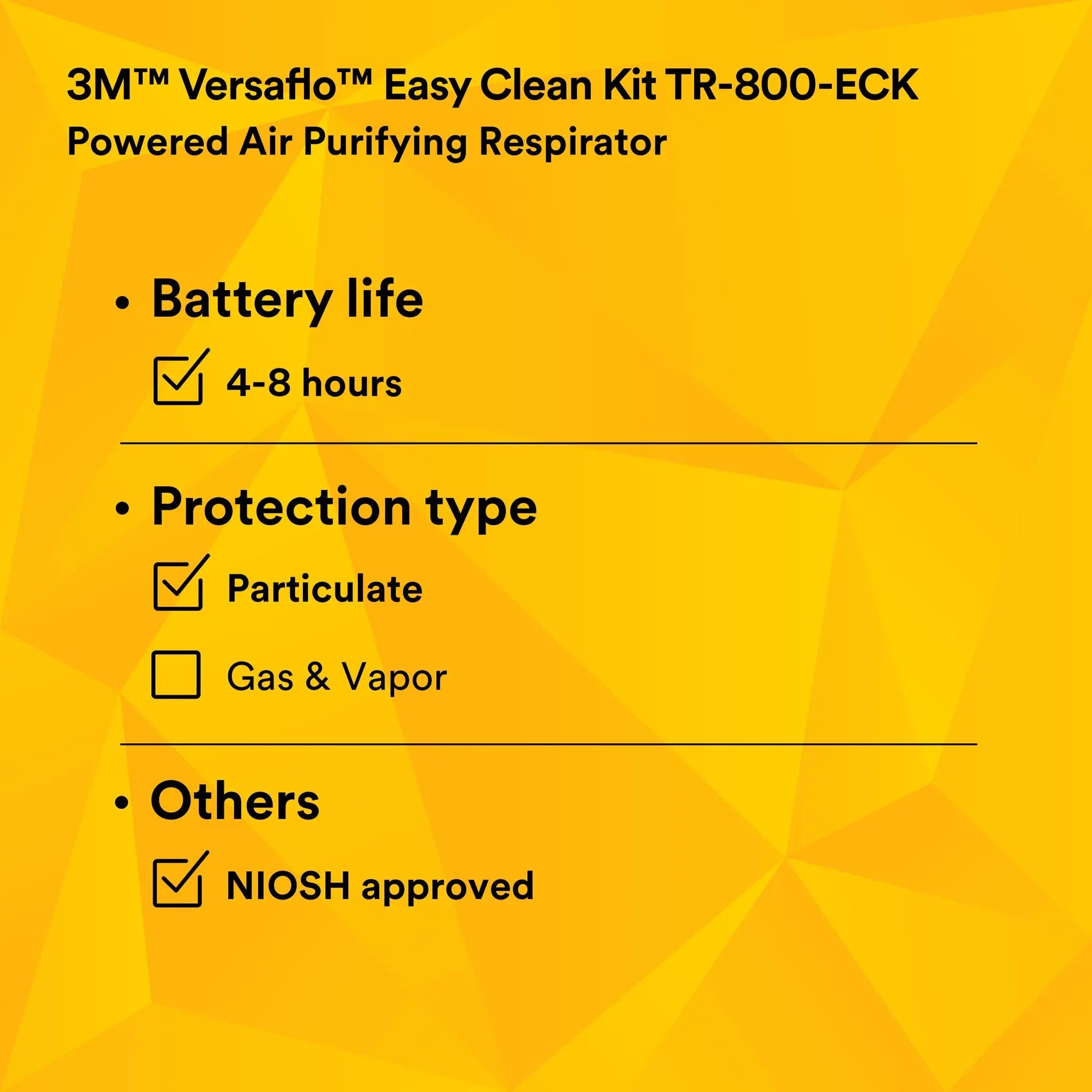 3M Versaflo TR-800-ECK Easy Clean PAPR Kit, Intrinsically Safe, White, 1 Each