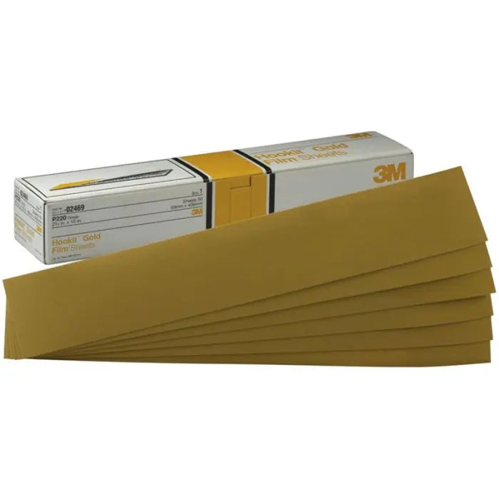 3M™ Hookit™ Gold Sheet, 02469, P220, 2-3/4 in x 16 in, 50 sheets per carton, 5 cartons per case