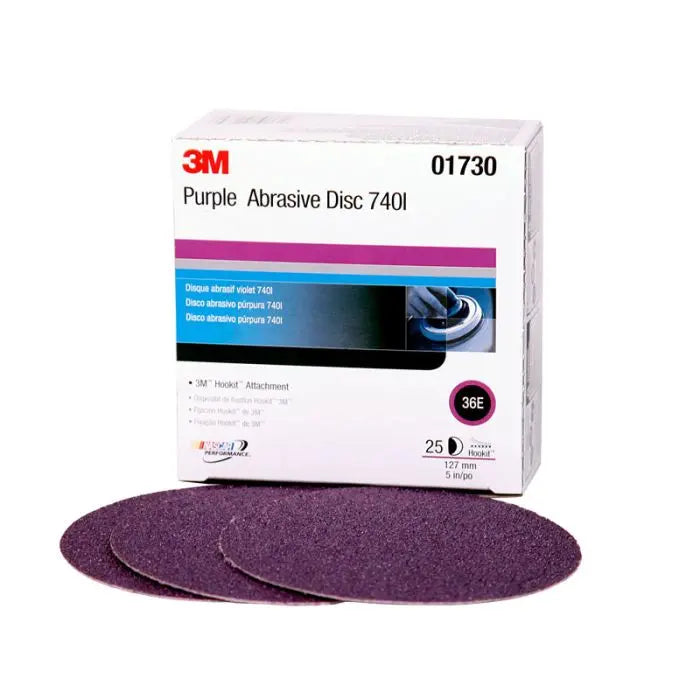 3M™ Imperial™ Hookit™ Disc 740I, 01730, 5 in, 36E, 25 discs per box, 4 boxes per case
