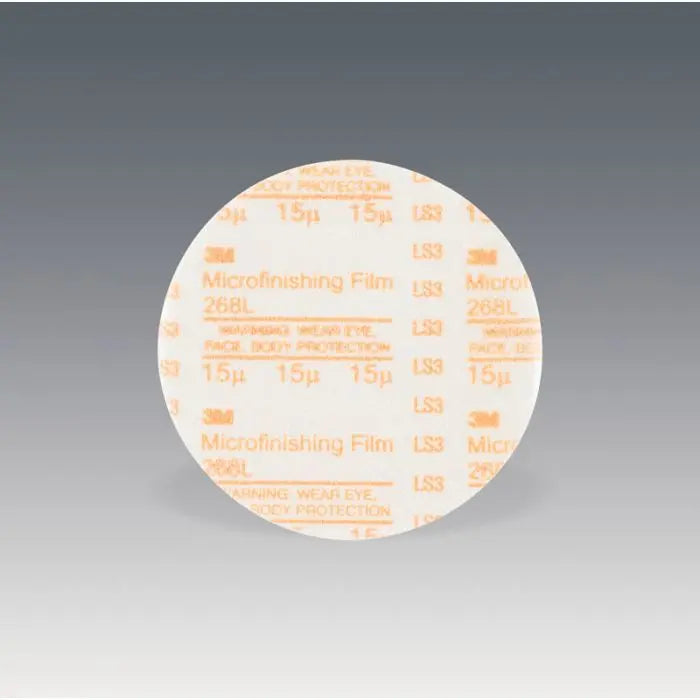 3M™ Microfinishing PSA Film  Disc 268L, 8 in x NH, 15 Micron, Type D, Die 800L, 25 per inner 200 per case