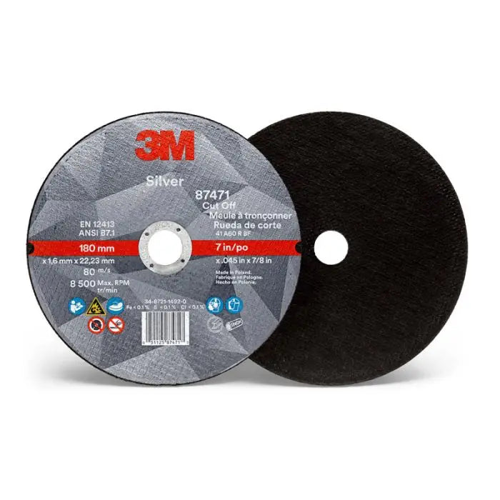 3M™ Silver Cut-Off Wheel, 87471, T1, 7 in x .045 in x 7/8 in, 25 per inner 50 per case