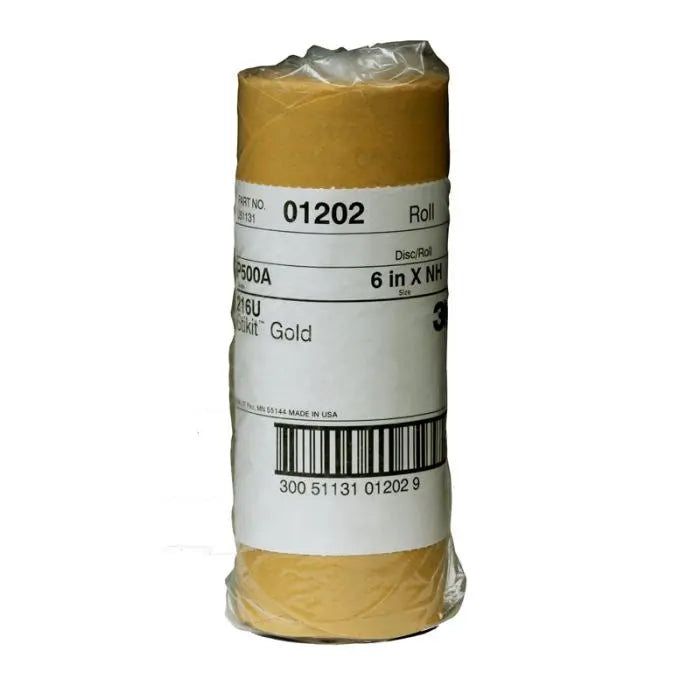 3M™ Stikit™ Gold Disc Roll, 01202, 6 in, P500, 75 discs per roll, 6 rolls per case