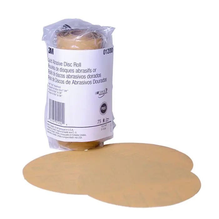 3M™ Stikit™ Gold Paper Disc 216U, 01200, 6 in, P800A grade, 75 discs per roll, 6 rolls per case