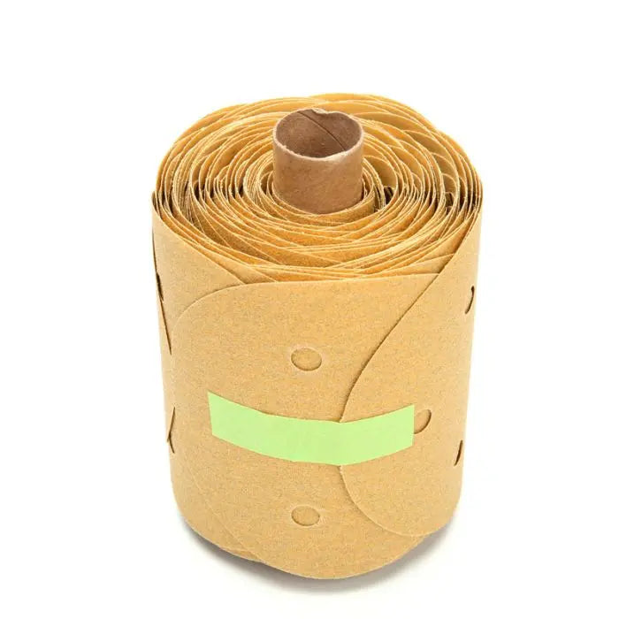 3M™ Stikit™ Gold Paper Disc Roll 216U, 5 in x NH 5 Holes P100 A-weight, D/F, Die 500FH, 125 discs per roll 10 rolls per case
