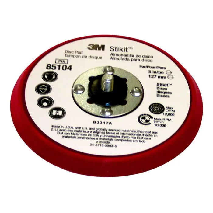 3M™ Stikit™ Low Profile Disc Pad 85104,Silver Face,Red Foam, 5 in x 3/8 in 5/16-24 External, 10 per case