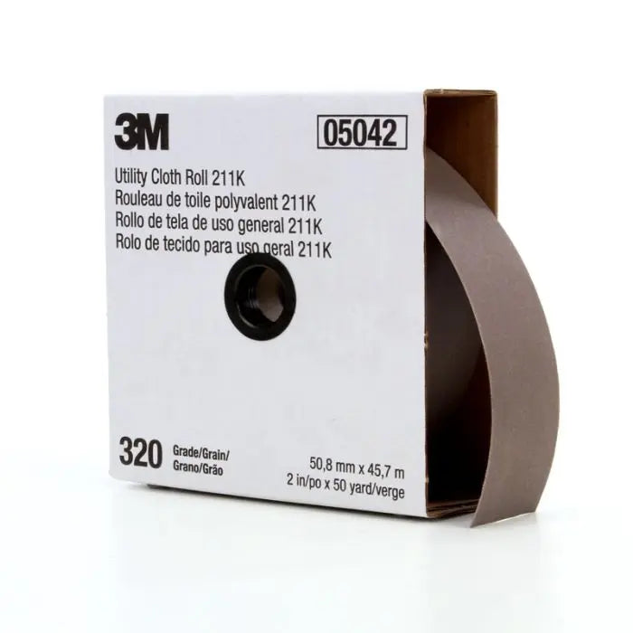 3M™ Utility Cloth Roll 211K, 2 in x 50 yd 320 J-weight, 5 per case