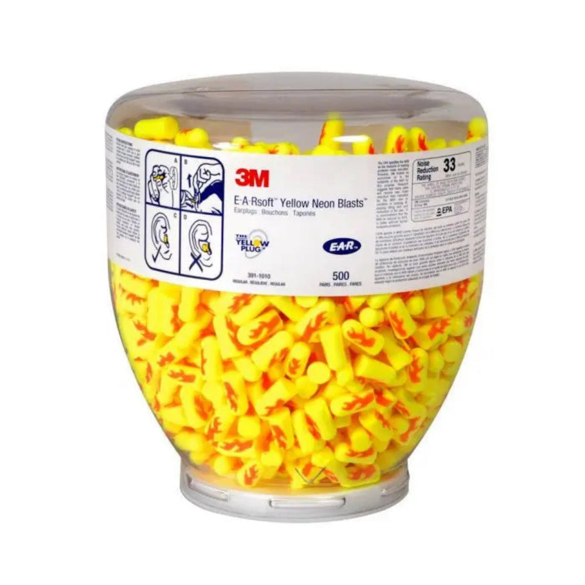3M™ E-A-Rsoft™ Yellow Neons™ Blasts™ One Touch™ Dispenser Refill 391-1010, Regular Size 200 EA/Case