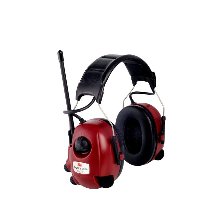 3M PELTOR WorkTunes Alert M2RX7A2-01 FM Headset with Active Mic, SNR 30, Black/Red
