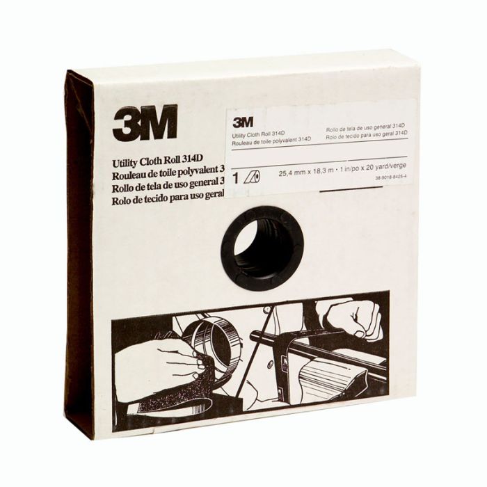 3M™ Utility Cloth Roll 314D, 1 in x 20 yd P150 J-weight, 5 per case
