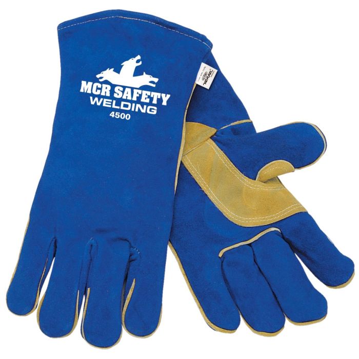 MCR Safety 4500 Foam Lined Select Shoulder Leather Welding Work Gloves, Blue, X-Large, 1 Pair
