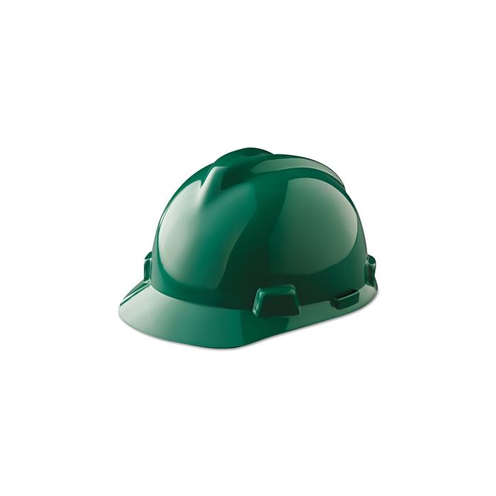 MSA Hard Hat V-Gard Slotted Cap, Green, Fas-Trac III Suspension (1 EA)