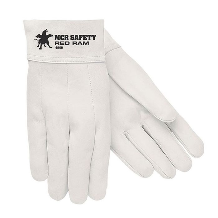 MCR Safety Red Ram 4907 Clute Pattern Premium Grain Goatskin Leather Welding Work Gloves, White, X-Small, Box of 12 Pairs