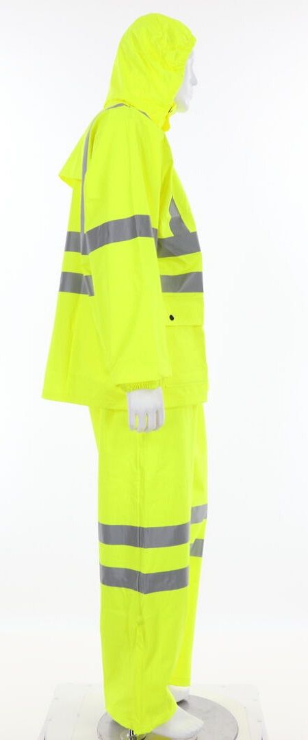 MCR Safety Luminator 5182 ANSI 107 Type R Class 3, 2 Piece Reflective Rain Suit with Attached Drawstring Hood, Hi Vis Lime, 1 Each