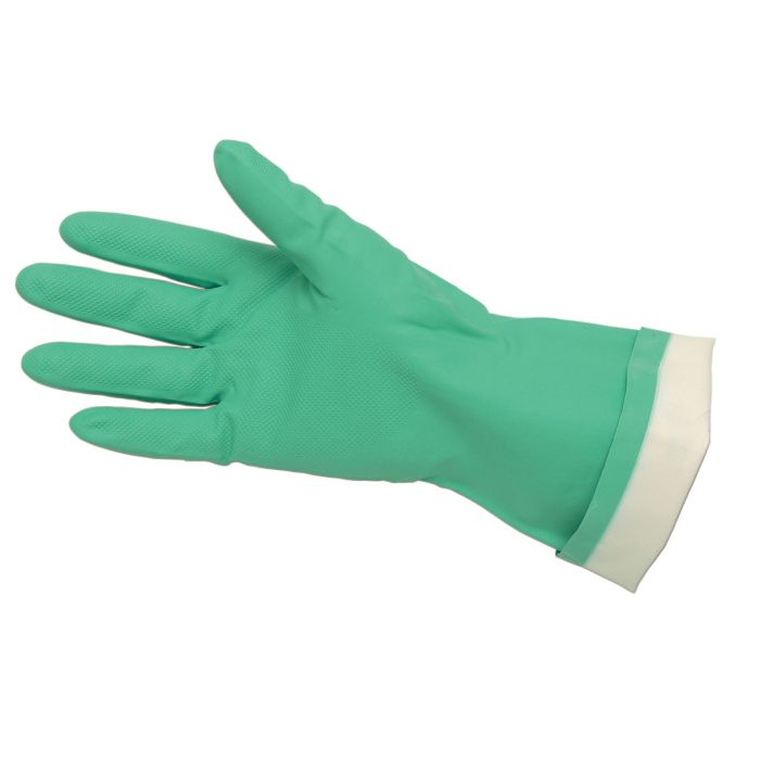 MCR Safety Nitri-Chem 5319 13 Inches Industrial Grade Flock Lined Nitrile Gloves, Green, Large, Box of 12 Pairs
