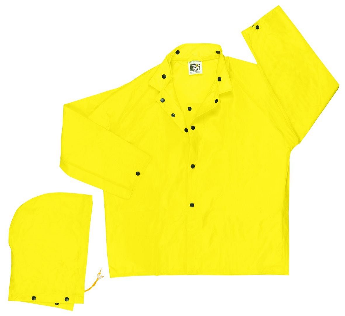 MCR Safety 550J Navigator Series Waterproof Rain Jacket with Detachable Hood, Yellow, 1 Each