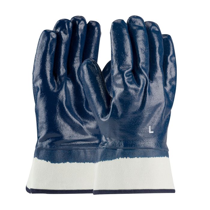 PIP 56-3154/M PIP Nitrile Dipped Glove with Jersey Liner and Smooth Finish on Full Hand Plasticized Safety Cuff, Medium, Box of 12