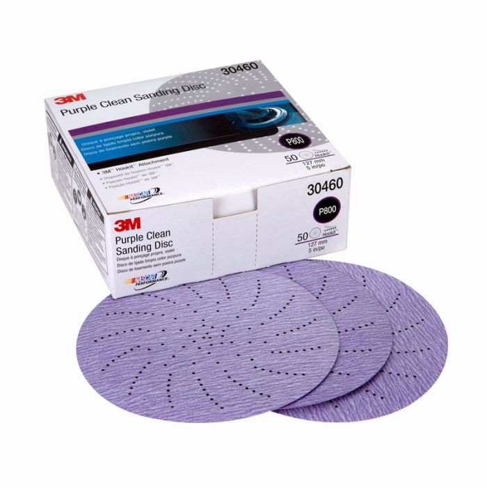 3M™ Hookit™ Purple Clean Sanding Disc 334U, 30460, 5 in, P800 grade, 50 discs per carton, 4 cartons per case
