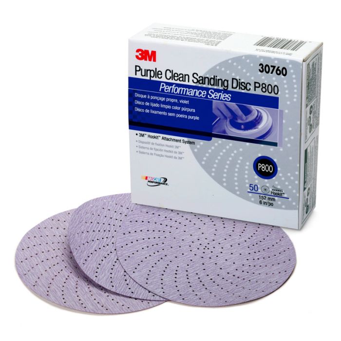 3M™ Hookit™ Purple Clean Sanding Disc 343U, 30260, 3 in, P800, 50 discs per box, 4 boxes per case