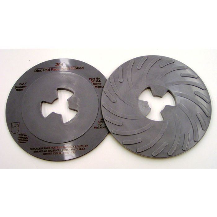 3M 80516 Disc Pad Face Plate Ribbed, 7 Inch Diameter, Medium, Case of 10