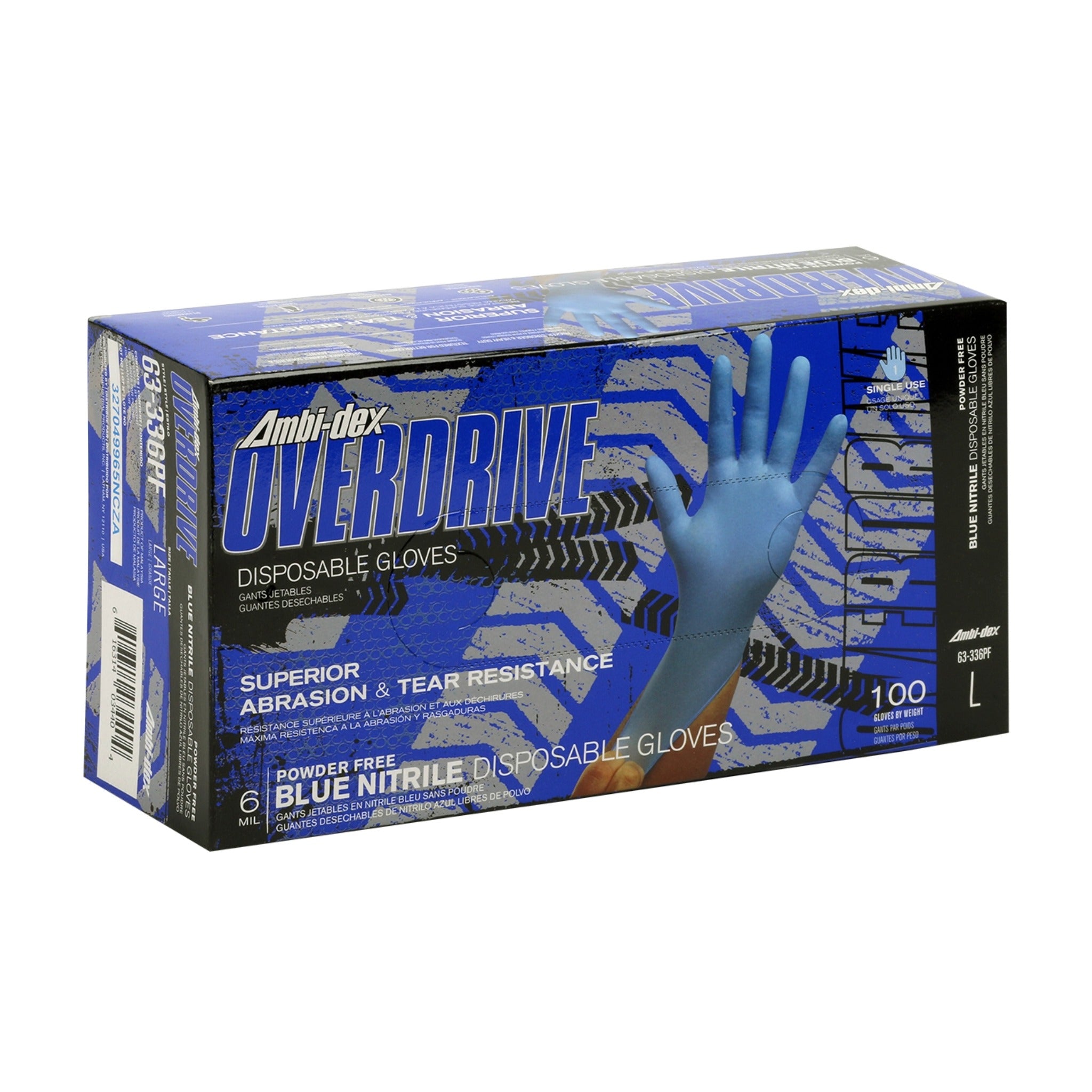 PIP Ambi-dex Overdrive 63-336PF Powder Free 6 mil Disposable Nitrile Glove with Textured Grip_Box