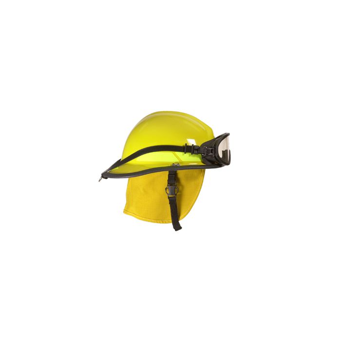 Bullard Fiberglass Fire Helmet and Goggles with TrakLite Helmet Lighting System