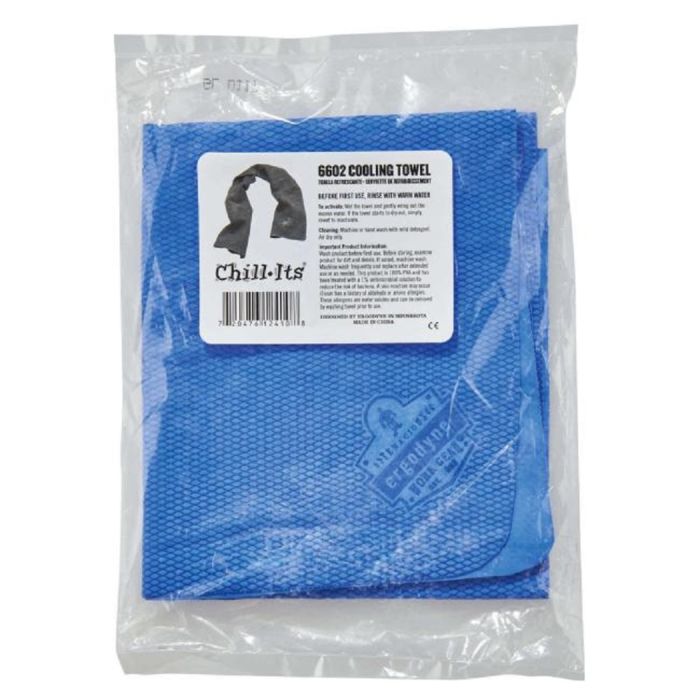Ergodyne Chill-Its 6602 PVA Evaporating Cooling Towel, Blue, One Size, Case of 50