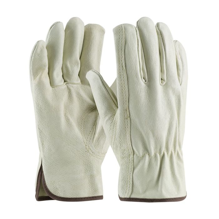 PIP 70-368 Premium Grain Pigskin Unlined Leather Drivers Gloves, Natural, Box of 12 Pairs