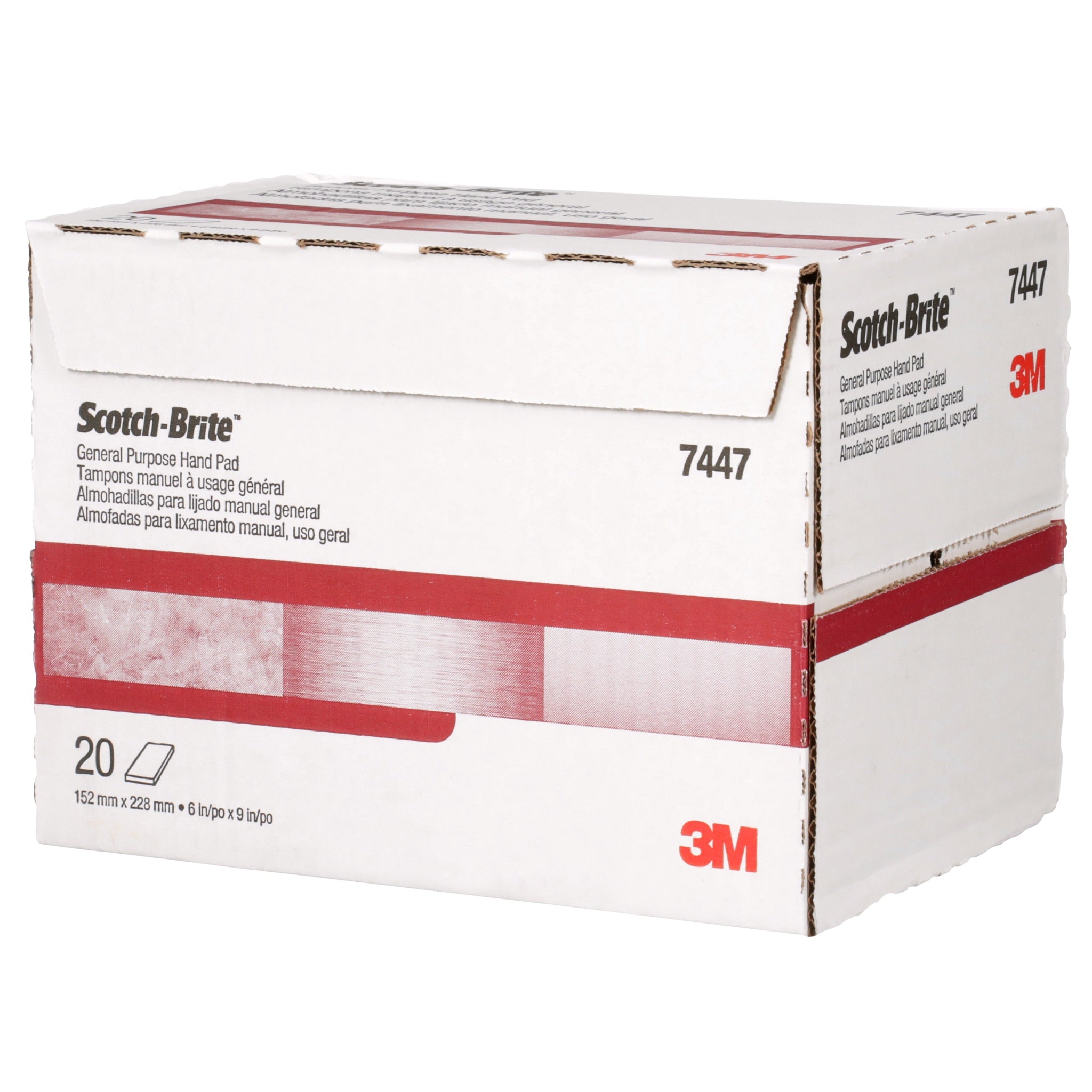 3M Scotch-Brite 7000000728/7447 Hand Pad , HP-HP, Aluminum Oxide Very Fine, Maroon, 6 in x 9 in, Left