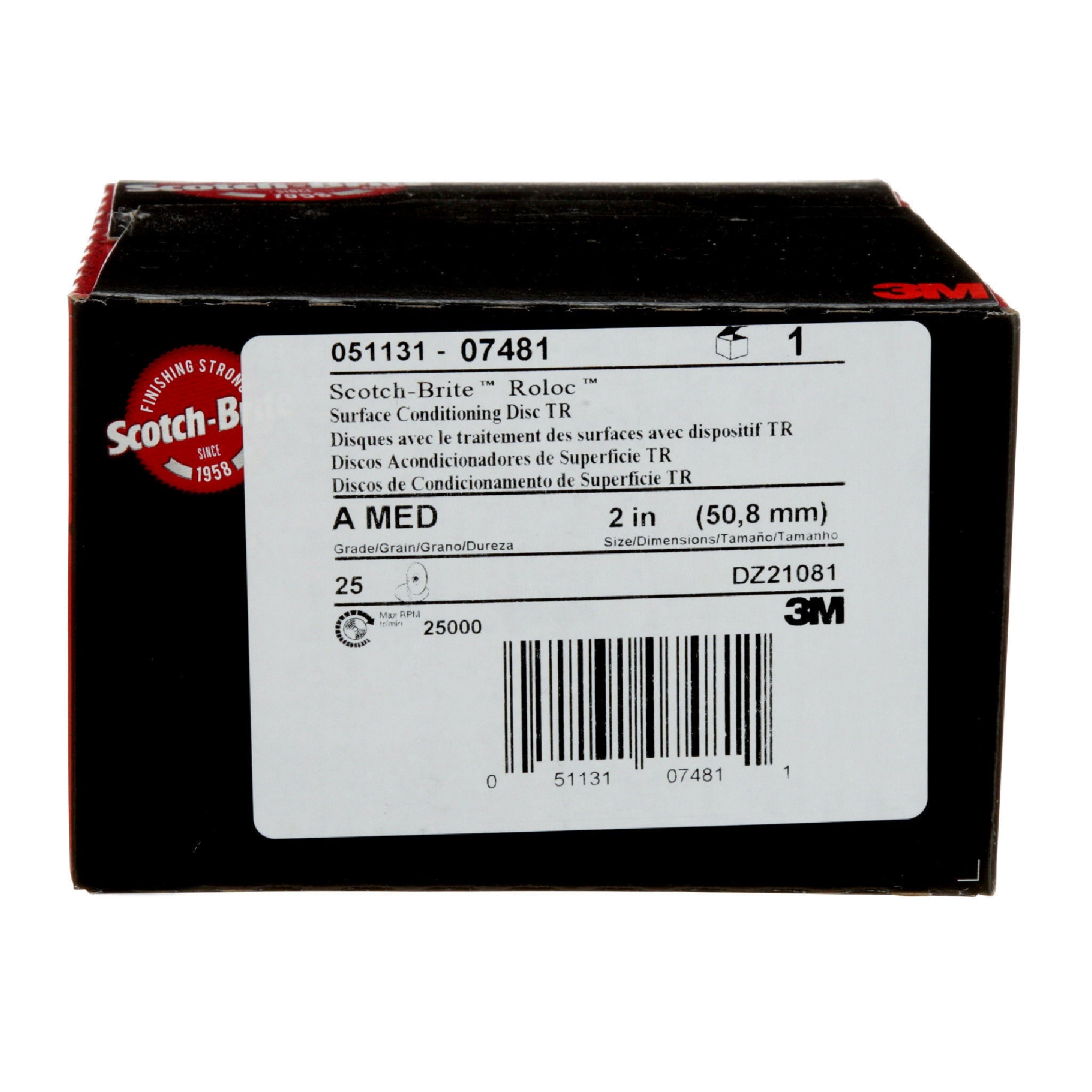 3M Scotch-Brite 7000028506/07481 Roloc TR Surface Conditioning Disc, SC-DR, Aluminum Oxide Medium, 2 in, Box, Back