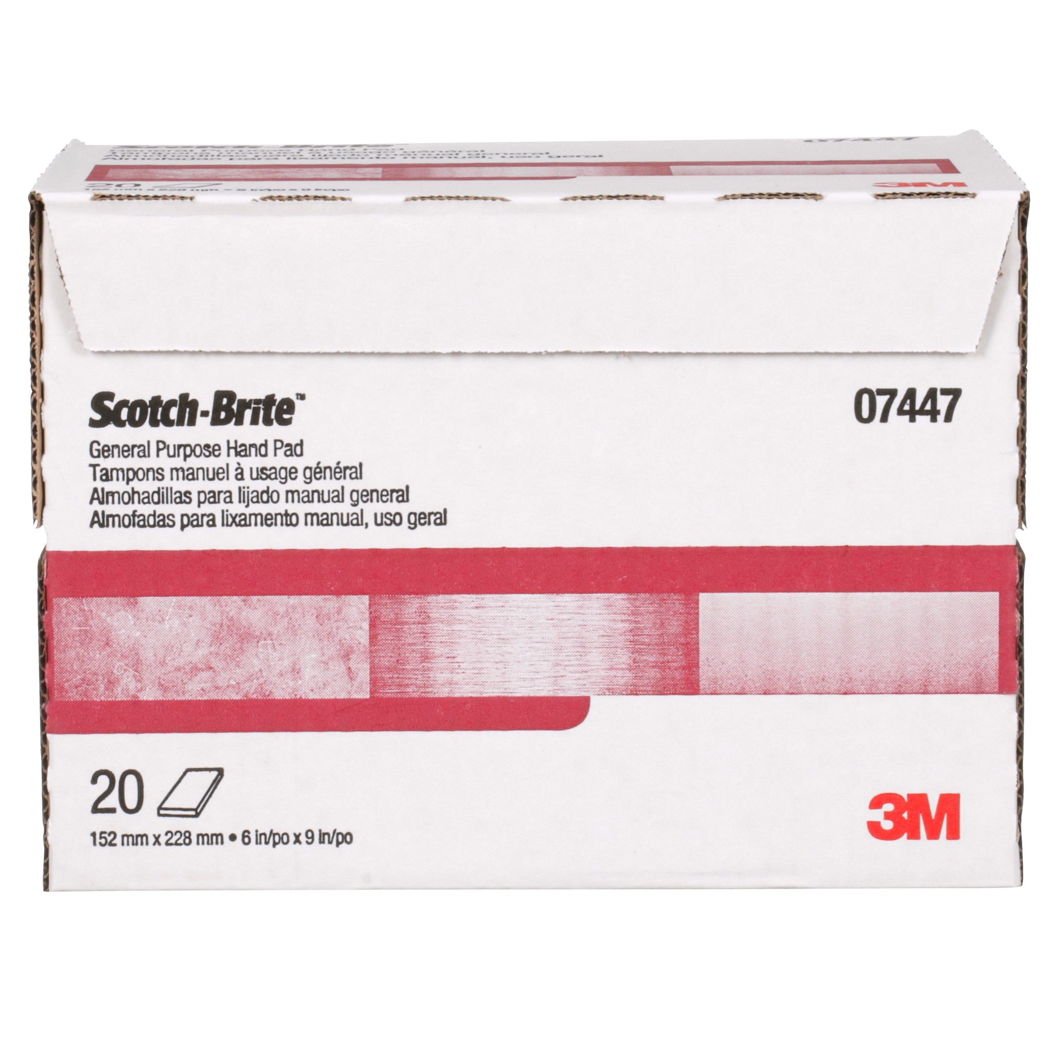 3M Scotch-Brite 7000045971/07447 Hand Pad, HP-HP, Aluminum Oxide Very Fine, Maroon, 6 in x 9 in, Box of 20